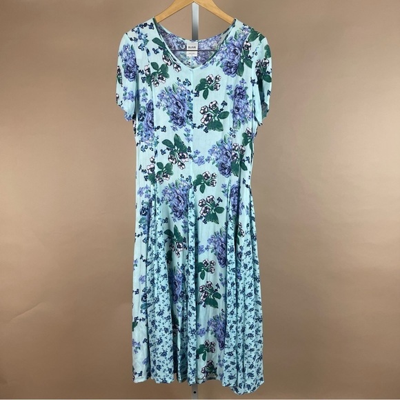 Blair Size Small Floral Cottagecore Pleat Ruffle Multi Print Summer Dress Modest - Picture 1 of 8